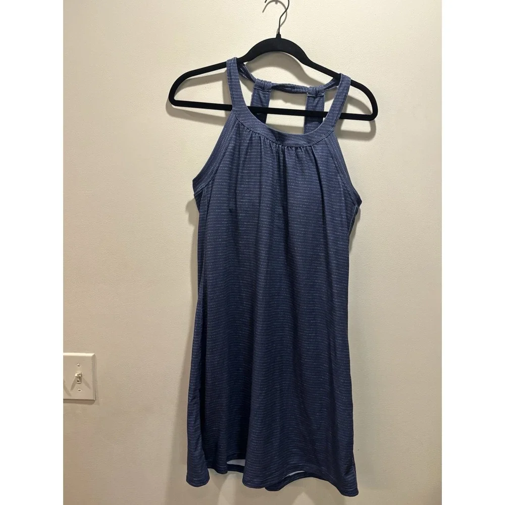 NWT Prana Cantine Athletic Dress Blue Anchor Sea Spray Size L Removable Bra Pads